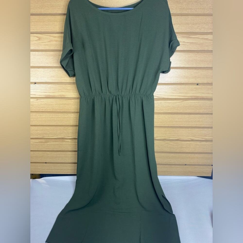 Women’s Casual Summer Midi Batwing Sleeve Knot Front Split Thigh Dress Lagenlook